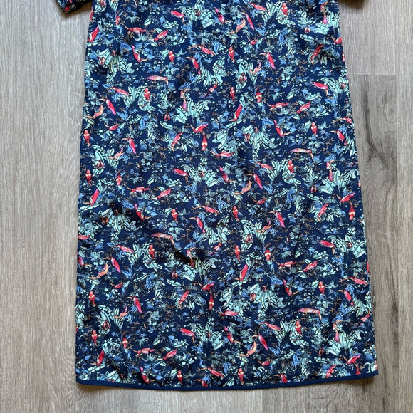 Monk & Lou Tropical Navy Floral Mini Dress Short Sleeve Size XL Resort Relaxed - Picture 11 of 11